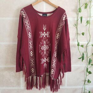 Active Designed in Los Angeles Maroon Boho Womens Pullover Sweater